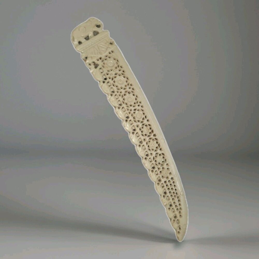 Vintage Letter Opener Celluloid / Plastic Elephant Design Curved Open Work